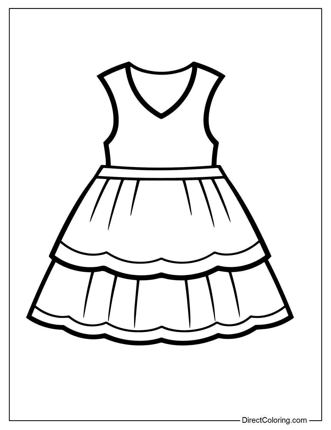 Coloring Page Dress Easy for Kids
